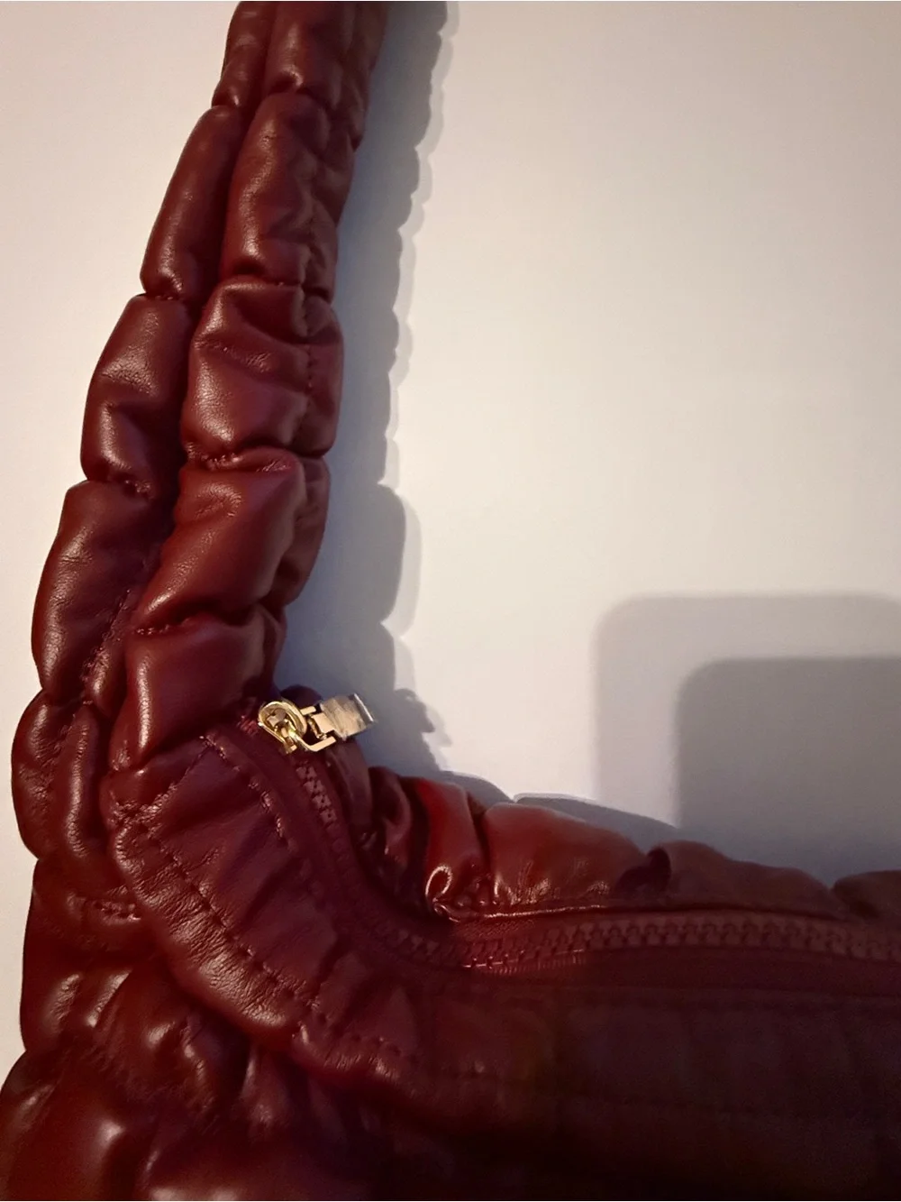 NWT Urban Expressions Quilted Puffer Hobo Bag Burgundy Oxblood Vegan Leather
